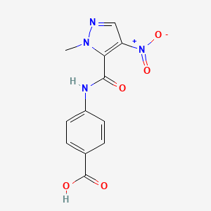 molecular formula C12H10N4O5 B5623373 4-{[(1-methyl-4-nitro-1H-pyrazol-5-yl)carbonyl]amino}benzoic acid 