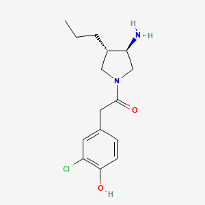 4-{2-[(3R*,4S*)-3-amino-4-propylpyrrolidin-1-yl]-2-oxoethyl}-2-chlorophenol