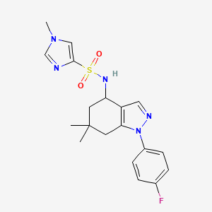 molecular formula C19H22FN5O2S B5623414 N-[1-(4-fluorophenyl)-6,6-dimethyl-4,5,6,7-tetrahydro-1H-indazol-4-yl]-1-methyl-1H-imidazole-4-sulfonamide 