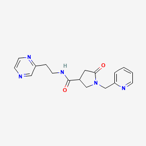 molecular formula C17H19N5O2 B5623427 5-oxo-N-[2-(2-pyrazinyl)ethyl]-1-(2-pyridinylmethyl)-3-pyrrolidinecarboxamide 