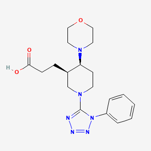molecular formula C19H26N6O3 B5623434 3-[(3R*,4S*)-4-morpholin-4-yl-1-(1-phenyl-1H-tetrazol-5-yl)piperidin-3-yl]propanoic acid 