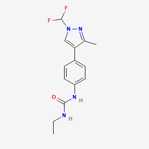 molecular formula C14H16F2N4O B5623482 N-{4-[1-(difluoromethyl)-3-methyl-1H-pyrazol-4-yl]phenyl}-N'-ethylurea 