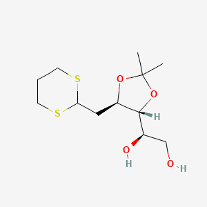 molecular formula C12H22O4S2 B562353 2-Deoxy-3,4-O-isopropylidene-D-arabino-hexose Propylene Dithioacetal CAS No. 1217816-60-8