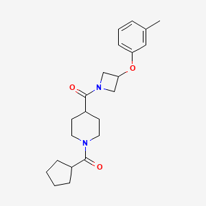 molecular formula C22H30N2O3 B5623541 1-(cyclopentylcarbonyl)-4-{[3-(3-methylphenoxy)-1-azetidinyl]carbonyl}piperidine 
