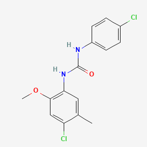 molecular formula C15H14Cl2N2O2 B5623552 N-(4-chloro-2-methoxy-5-methylphenyl)-N'-(4-chlorophenyl)urea 