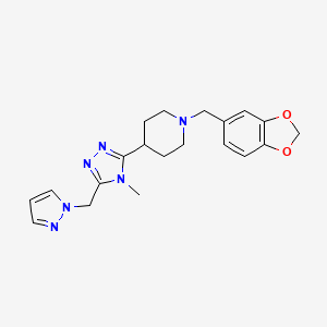 molecular formula C20H24N6O2 B5623565 1-(1,3-benzodioxol-5-ylmethyl)-4-[4-methyl-5-(1H-pyrazol-1-ylmethyl)-4H-1,2,4-triazol-3-yl]piperidine 