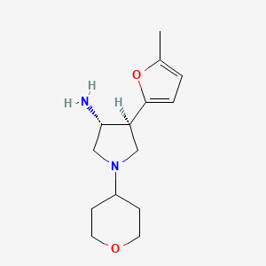 molecular formula C14H22N2O2 B5623608 rel-(3R,4S)-4-(5-methyl-2-furyl)-1-(tetrahydro-2H-pyran-4-yl)-3-pyrrolidinamine dihydrochloride 