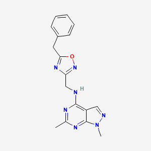 molecular formula C17H17N7O B5623612 N-[(5-benzyl-1,2,4-oxadiazol-3-yl)methyl]-1,6-dimethyl-1H-pyrazolo[3,4-d]pyrimidin-4-amine 