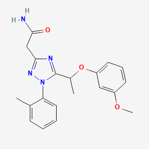 molecular formula C20H22N4O3 B5623621 2-[5-[1-(3-methoxyphenoxy)ethyl]-1-(2-methylphenyl)-1H-1,2,4-triazol-3-yl]acetamide 