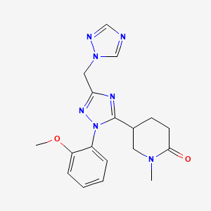 molecular formula C18H21N7O2 B5623657 5-[1-(2-methoxyphenyl)-3-(1H-1,2,4-triazol-1-ylmethyl)-1H-1,2,4-triazol-5-yl]-1-methylpiperidin-2-one 