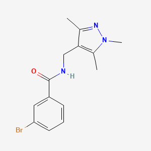molecular formula C14H16BrN3O B5623663 3-bromo-N-[(1,3,5-trimethyl-1H-pyrazol-4-yl)methyl]benzamide 