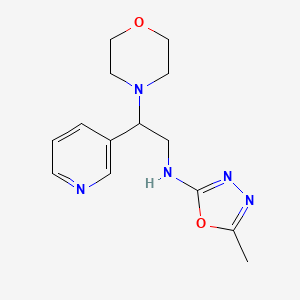molecular formula C14H19N5O2 B5623695 5-methyl-N-(2-morpholin-4-yl-2-pyridin-3-ylethyl)-1,3,4-oxadiazol-2-amine 