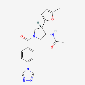 molecular formula C20H21N5O3 B5623715 N-{(3S*,4R*)-4-(5-methyl-2-furyl)-1-[4-(4H-1,2,4-triazol-4-yl)benzoyl]pyrrolidin-3-yl}acetamide 