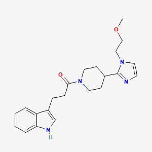 molecular formula C22H28N4O2 B5623719 3-(3-{4-[1-(2-methoxyethyl)-1H-imidazol-2-yl]piperidin-1-yl}-3-oxopropyl)-1H-indole 