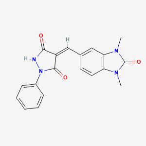 molecular formula C19H16N4O3 B5623737 4-[(1,3-dimethyl-2-oxo-2,3-dihydro-1H-benzimidazol-5-yl)methylene]-1-phenyl-3,5-pyrazolidinedione 