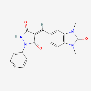 (4Z)-4-[(1,3-DIMETHYL-2-OXO-2,3-DIHYDRO-1H-1,3-BENZODIAZOL-5-YL)METHYLIDENE]-1-PHENYLPYRAZOLIDINE-3,5-DIONE