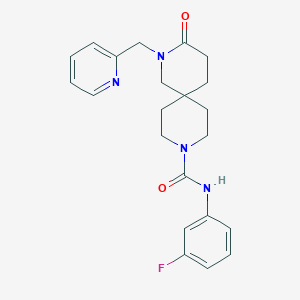 molecular formula C22H25FN4O2 B5623781 N-(3-fluorophenyl)-3-oxo-2-(pyridin-2-ylmethyl)-2,9-diazaspiro[5.5]undecane-9-carboxamide 