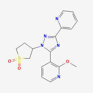 molecular formula C17H17N5O3S B5623831 3-[1-(1,1-dioxidotetrahydro-3-thienyl)-3-pyridin-2-yl-1H-1,2,4-triazol-5-yl]-2-methoxypyridine 