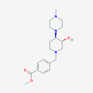molecular formula C19H29N3O3 B5623847 methyl 4-{[(3R*,4R*)-3-hydroxy-4-(4-methyl-1-piperazinyl)-1-piperidinyl]methyl}benzoate 