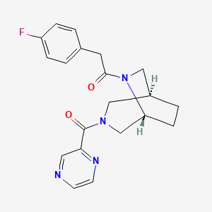 molecular formula C20H21FN4O2 B5623890 (1S*,5R*)-6-[(4-fluorophenyl)acetyl]-3-(2-pyrazinylcarbonyl)-3,6-diazabicyclo[3.2.2]nonane 