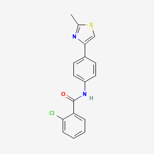 molecular formula C17H13ClN2OS B5623901 2-chloro-N-[4-(2-methyl-1,3-thiazol-4-yl)phenyl]benzamide 