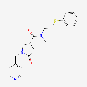 molecular formula C20H23N3O2S B5623913 N-methyl-5-oxo-N-[2-(phenylthio)ethyl]-1-(4-pyridinylmethyl)-3-pyrrolidinecarboxamide 