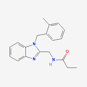 molecular formula C19H21N3O B5623940 N-{[1-(2-methylbenzyl)-1H-benzimidazol-2-yl]methyl}propanamide 
