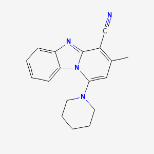molecular formula C18H18N4 B5623987 3-methyl-1-(1-piperidinyl)pyrido[1,2-a]benzimidazole-4-carbonitrile 