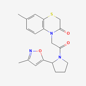 molecular formula C19H21N3O3S B5623993 7-methyl-4-{2-[2-(3-methylisoxazol-5-yl)pyrrolidin-1-yl]-2-oxoethyl}-2H-1,4-benzothiazin-3(4H)-one 