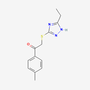 molecular formula C13H15N3OS B5623997 2-[(5-ethyl-4H-1,2,4-triazol-3-yl)thio]-1-(4-methylphenyl)ethanone 