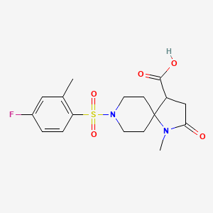 molecular formula C17H21FN2O5S B5624059 8-[(4-fluoro-2-methylphenyl)sulfonyl]-1-methyl-2-oxo-1,8-diazaspiro[4.5]decane-4-carboxylic acid 