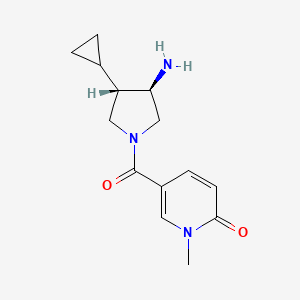 molecular formula C14H19N3O2 B5624095 5-{[(3R*,4S*)-3-amino-4-cyclopropylpyrrolidin-1-yl]carbonyl}-1-methylpyridin-2(1H)-one 