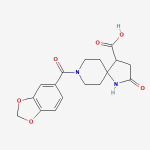 molecular formula C17H18N2O6 B5624191 8-(1,3-benzodioxol-5-ylcarbonyl)-2-oxo-1,8-diazaspiro[4.5]decane-4-carboxylic acid 
