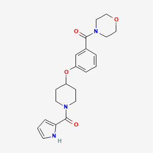 molecular formula C21H25N3O4 B5624233 4-(3-{[1-(1H-pyrrol-2-ylcarbonyl)piperidin-4-yl]oxy}benzoyl)morpholine 