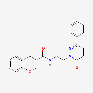 molecular formula C22H23N3O3 B5624265 N-[2-(6-oxo-3-phenyl-5,6-dihydropyridazin-1(4H)-yl)ethyl]chromane-3-carboxamide 