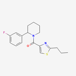 molecular formula C18H21FN2OS B5624266 2-(3-fluorophenyl)-1-[(2-propyl-1,3-thiazol-4-yl)carbonyl]piperidine 