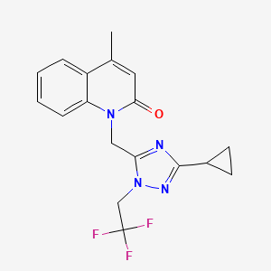 molecular formula C18H17F3N4O B5624312 1-{[3-cyclopropyl-1-(2,2,2-trifluoroethyl)-1H-1,2,4-triazol-5-yl]methyl}-4-methylquinolin-2(1H)-one 