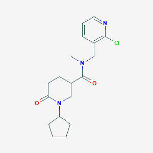 molecular formula C18H24ClN3O2 B5624317 N-[(2-chloro-3-pyridinyl)methyl]-1-cyclopentyl-N-methyl-6-oxo-3-piperidinecarboxamide 