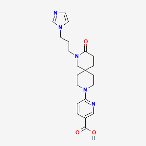 molecular formula C21H27N5O3 B5624333 6-{2-[3-(1H-imidazol-1-yl)propyl]-3-oxo-2,9-diazaspiro[5.5]undec-9-yl}nicotinic acid 
