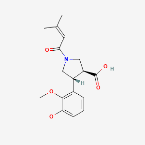 molecular formula C18H23NO5 B5624339 (3S*,4R*)-4-(2,3-dimethoxyphenyl)-1-(3-methyl-2-butenoyl)-3-pyrrolidinecarboxylic acid 