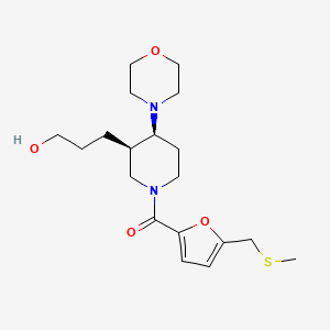 molecular formula C19H30N2O4S B5624395 3-((3R*,4S*)-1-{5-[(methylthio)methyl]-2-furoyl}-4-morpholin-4-ylpiperidin-3-yl)propan-1-ol 