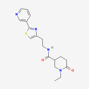 1-ethyl-6-oxo-N-{2-[2-(3-pyridinyl)-1,3-thiazol-4-yl]ethyl}-3-piperidinecarboxamide