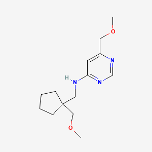 molecular formula C14H23N3O2 B5624437 6-(methoxymethyl)-N-{[1-(methoxymethyl)cyclopentyl]methyl}pyrimidin-4-amine 