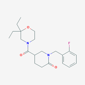 molecular formula C21H29FN2O3 B5624485 5-[(2,2-diethyl-4-morpholinyl)carbonyl]-1-(2-fluorobenzyl)-2-piperidinone 