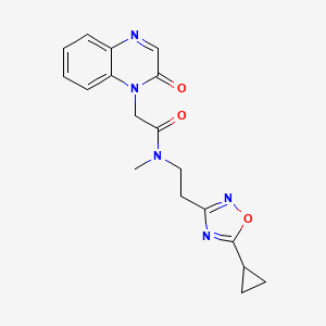 molecular formula C18H19N5O3 B5624554 N-[2-(5-cyclopropyl-1,2,4-oxadiazol-3-yl)ethyl]-N-methyl-2-(2-oxoquinoxalin-1(2H)-yl)acetamide 