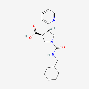 molecular formula C18H25N3O3 B5624580 (3S*,4S*)-1-{[(cyclohexylmethyl)amino]carbonyl}-4-(2-pyridinyl)-3-pyrrolidinecarboxylic acid 