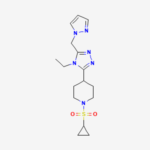 molecular formula C16H24N6O2S B5624595 1-(cyclopropylsulfonyl)-4-[4-ethyl-5-(1H-pyrazol-1-ylmethyl)-4H-1,2,4-triazol-3-yl]piperidine 