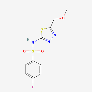 molecular formula C10H10FN3O3S2 B5624601 4-fluoro-N-[5-(methoxymethyl)-1,3,4-thiadiazol-2-yl]benzenesulfonamide 