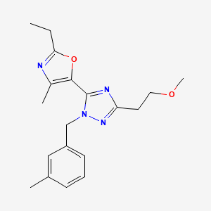 molecular formula C19H24N4O2 B5624615 5-(2-ethyl-4-methyl-1,3-oxazol-5-yl)-3-(2-methoxyethyl)-1-(3-methylbenzyl)-1H-1,2,4-triazole 