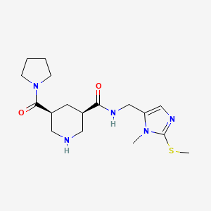 molecular formula C17H27N5O2S B5624651 (3R*,5S*)-N-{[1-methyl-2-(methylthio)-1H-imidazol-5-yl]methyl}-5-(pyrrolidin-1-ylcarbonyl)piperidine-3-carboxamide 